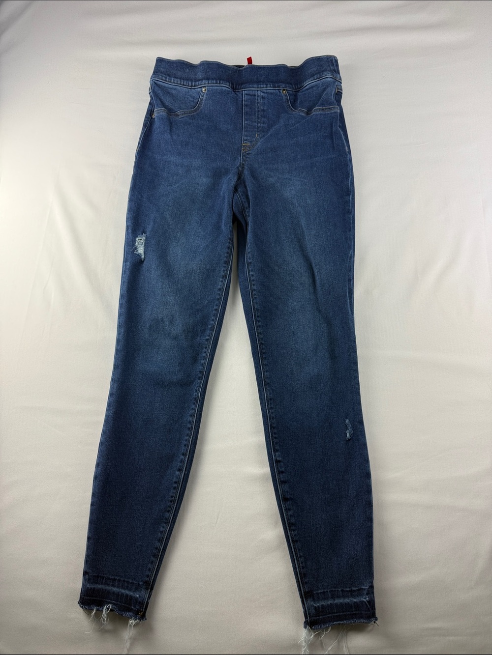 SPANX Pull-On Jeggings Distressed Dip Dye Ankle Stretch Denim Size Small